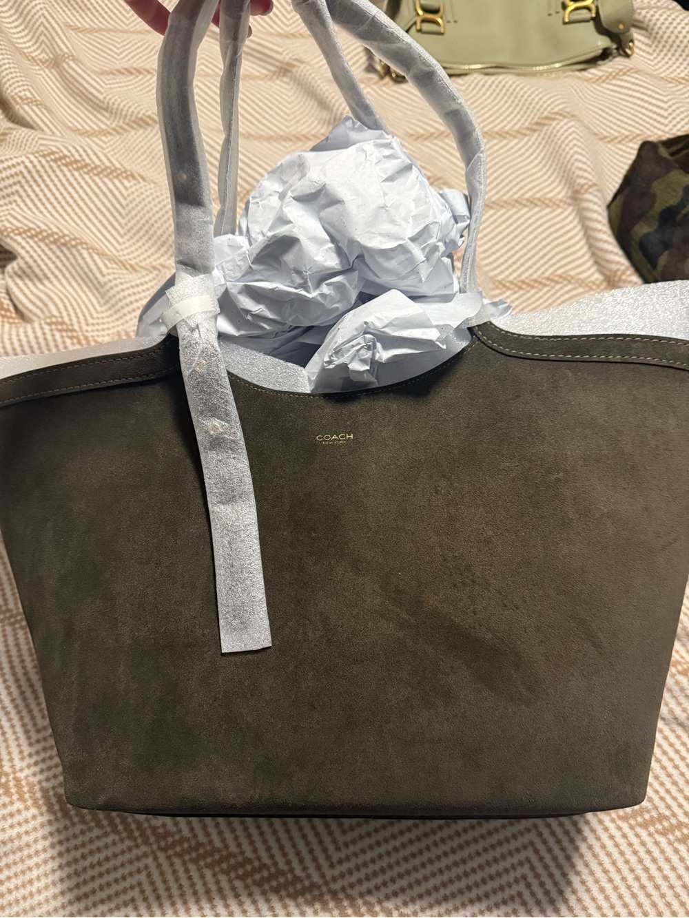Coach Olive Green Suede Tote